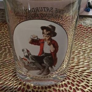 Vintage Red and Black Boy and Dog Glass